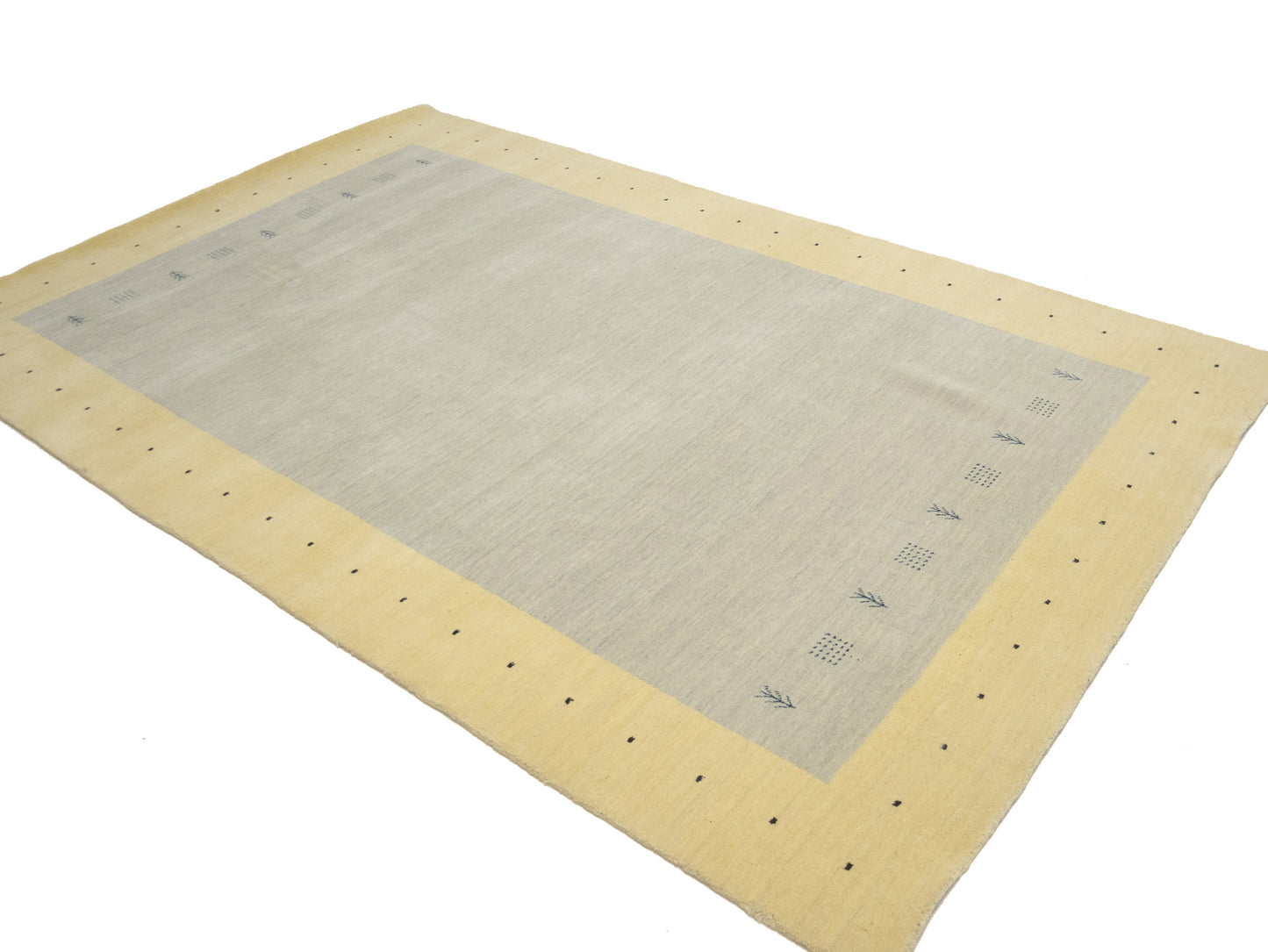 Hand-Loomed Gabbeh Border Rug Plush Tribal Carpet