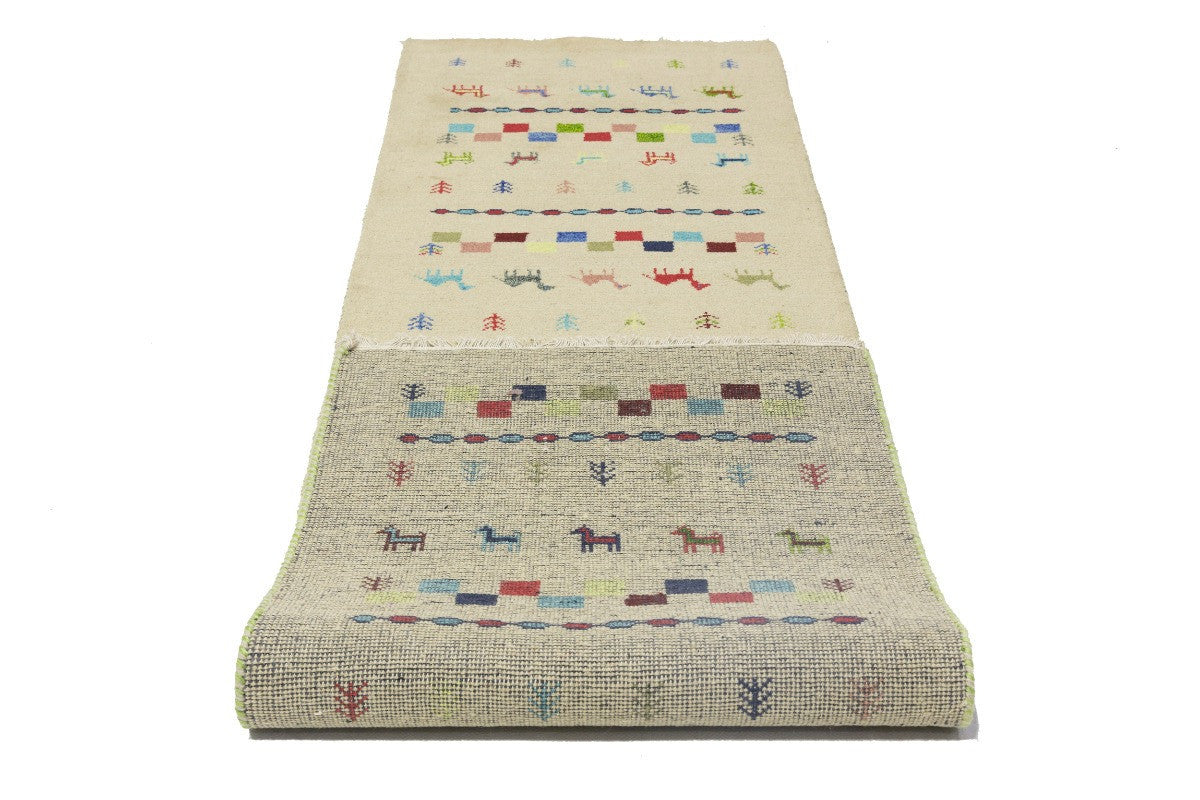 Hand-Knotted Tribal Indo-Gabbeh Pictorial Runner