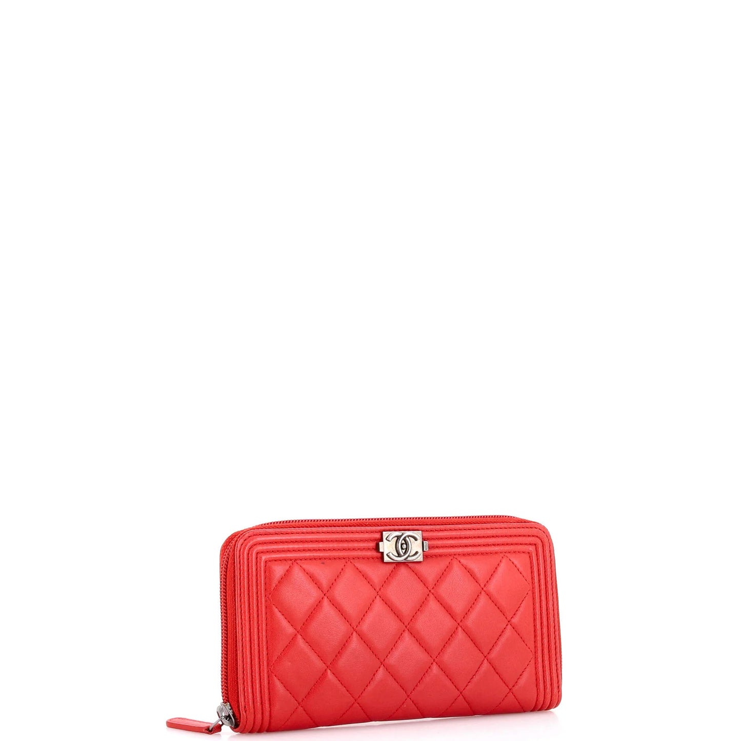 Chanel Boy Zip Around Wallet Quilted Lambskin Long