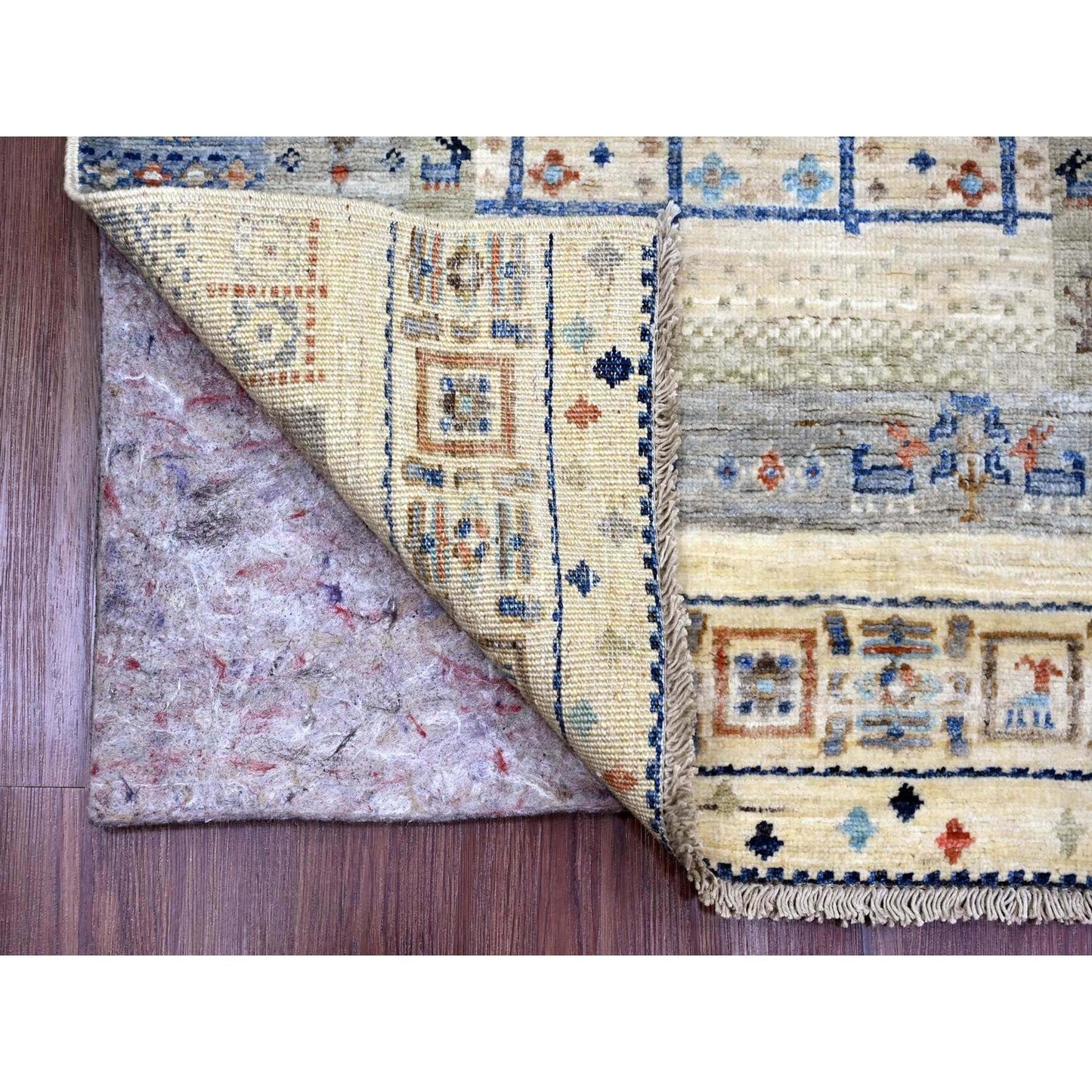 2'10"X9'6" Brown Wool Kashkuli Animal Figurines Hand Knotted Runner Rug