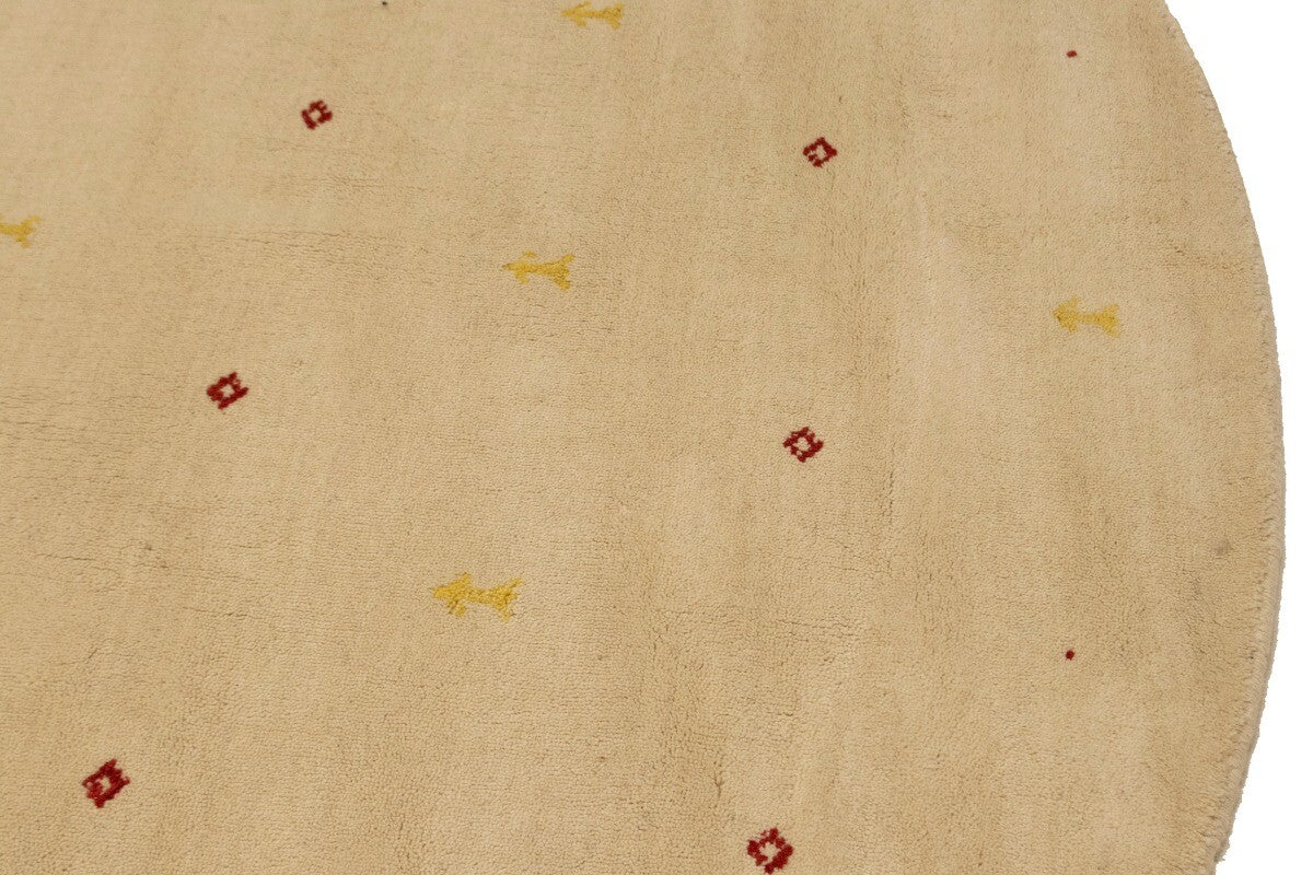 8X8 Ft Round Gabbeh Rug Modern Beige Tribal