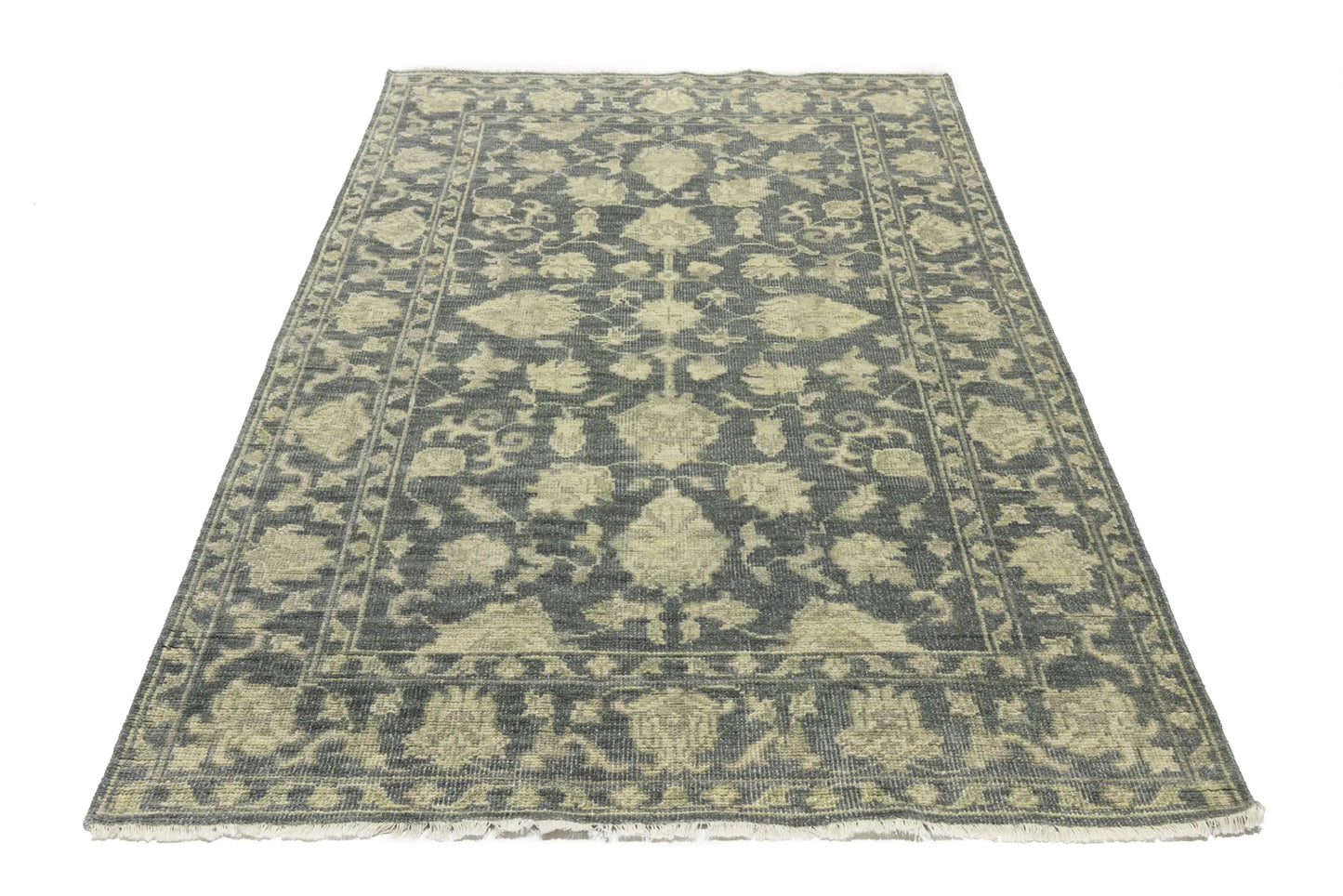 Hand-Knotted Floral Transitional Oriental Rug