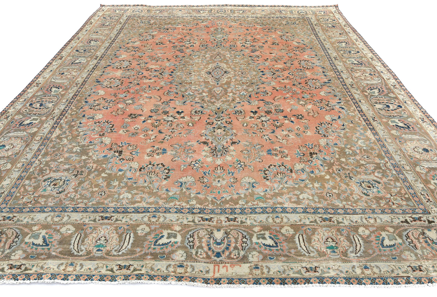 Antique Handmade Oriental Rug Muted Floral