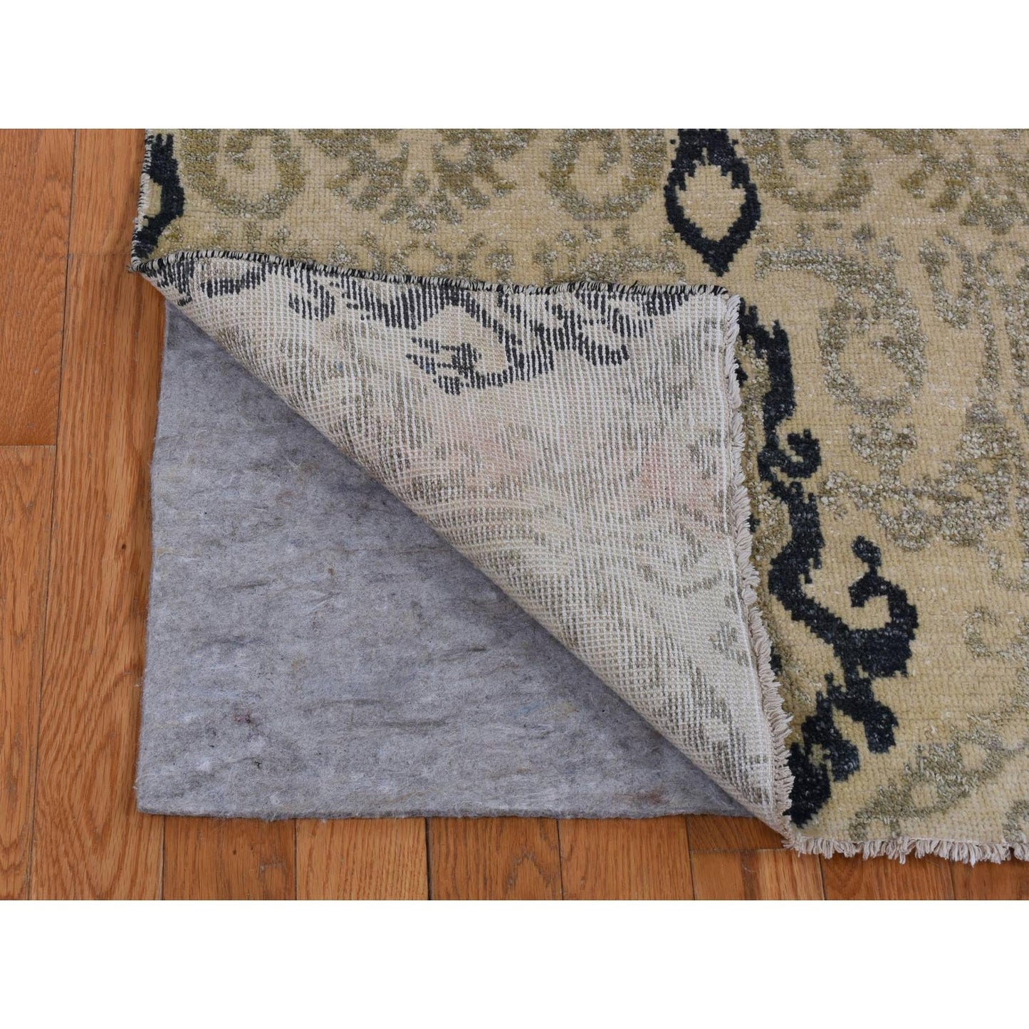 5'10"X8'7" Brown Tone On Tone Ikat Design Pure Wool Hand Knotted Rug