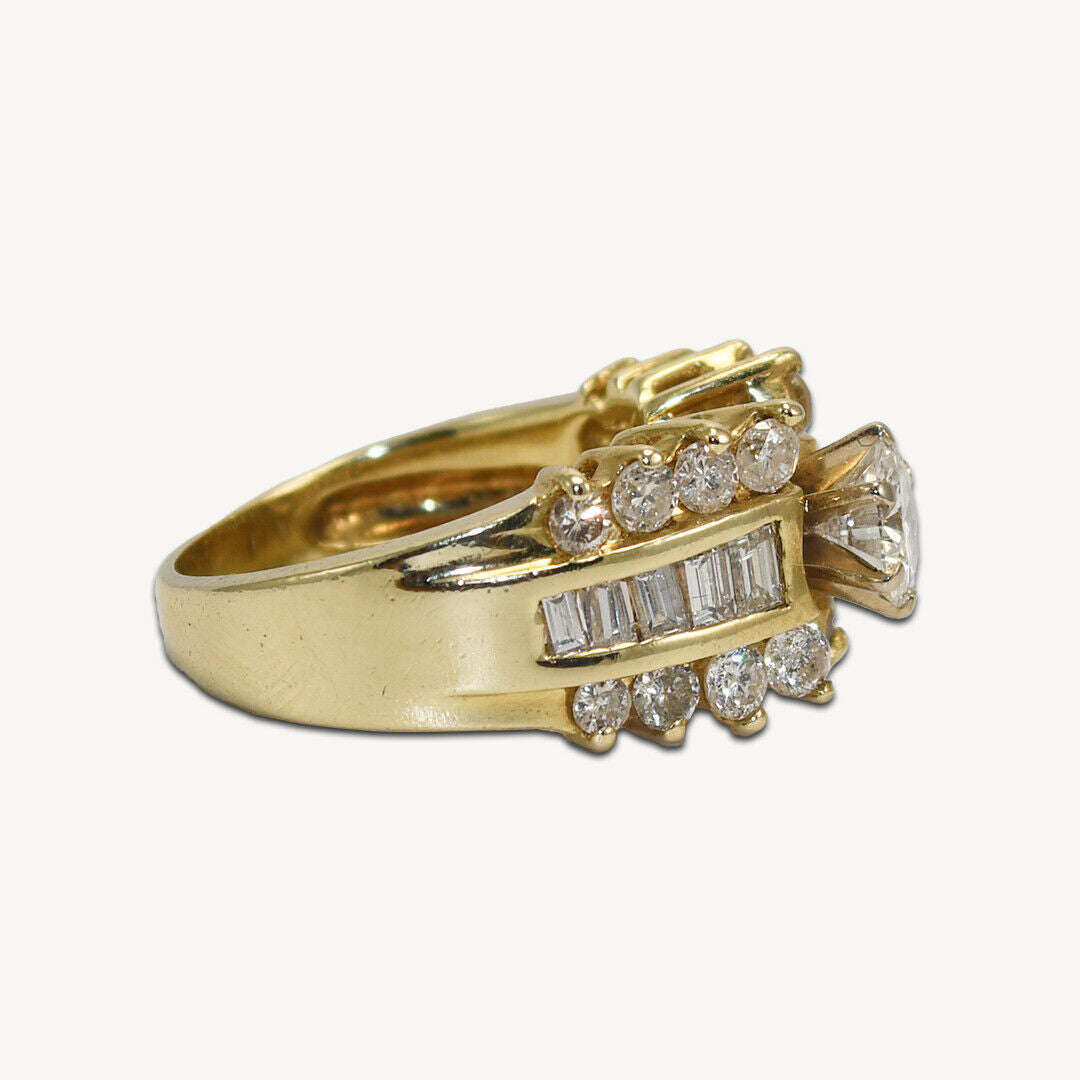 14K Yellow Gold Diamond Ring 1.60 Ct Tdw G-H