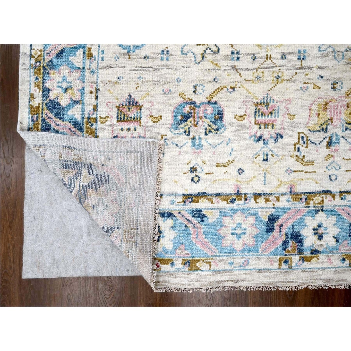12'X17'9" Ivory Oushak Mahal Design Hand Knotted Oversize Oriental Rug
