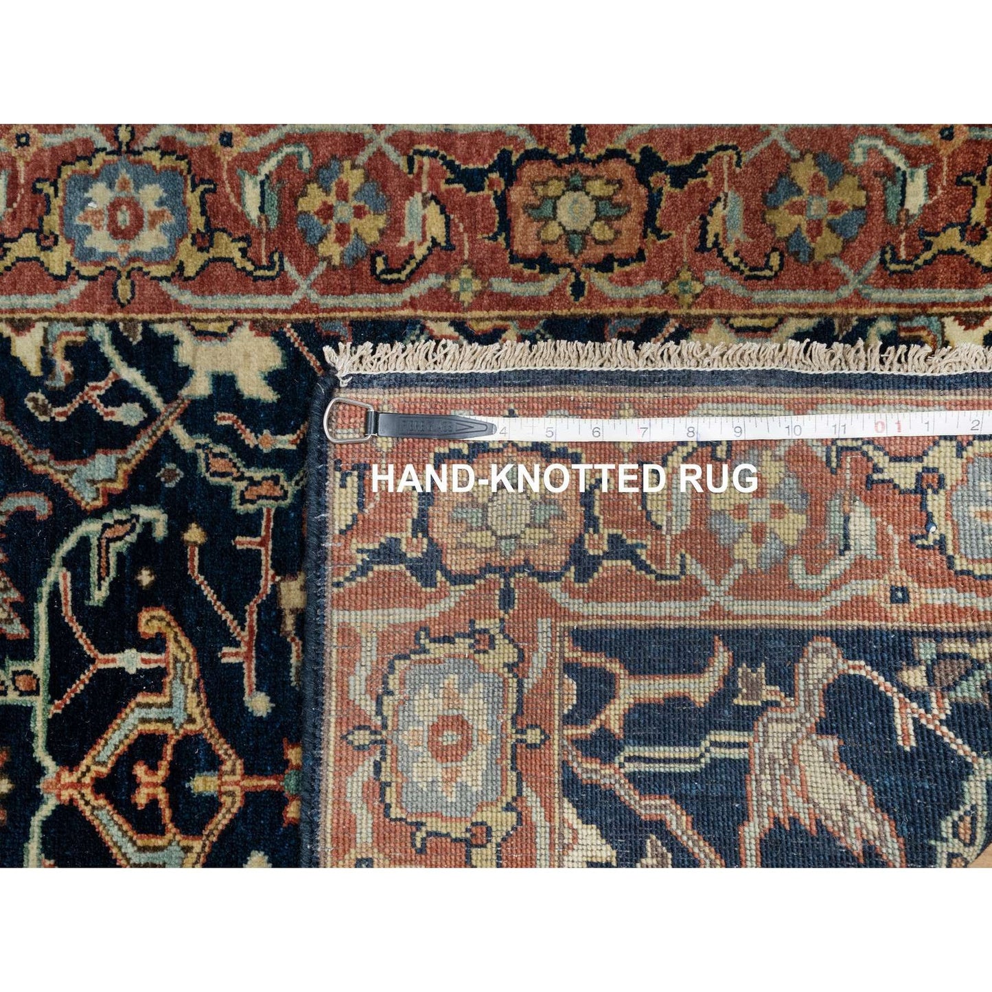 2'6"X8'1" Polo Blue All Wool Antiqued Fine Heris Hand Knotted Runner Rug