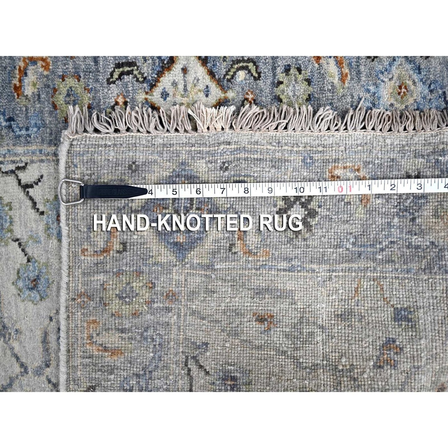 2'5"X30'4" Gray 100% Wool Hand Knotted Oushak Floral Design Xl Runner Rug