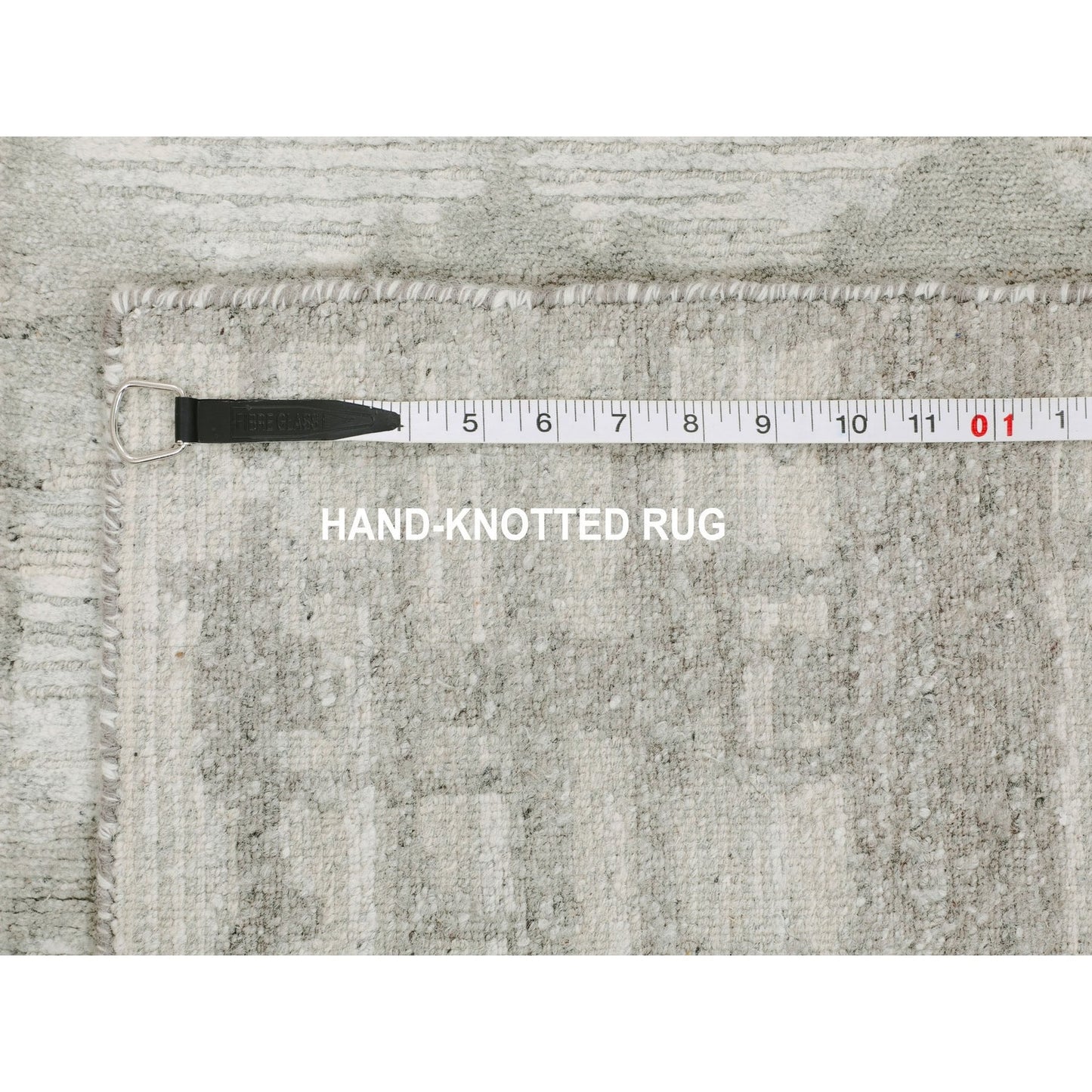 2'6"X8' Hand Spun Undyed Natural Wool Modern Hand Knotted Runner Rug