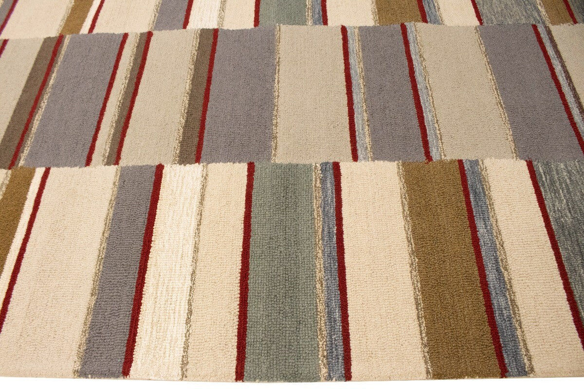Hand-Tufted Multicolored Stripes 5X8 Modern Area