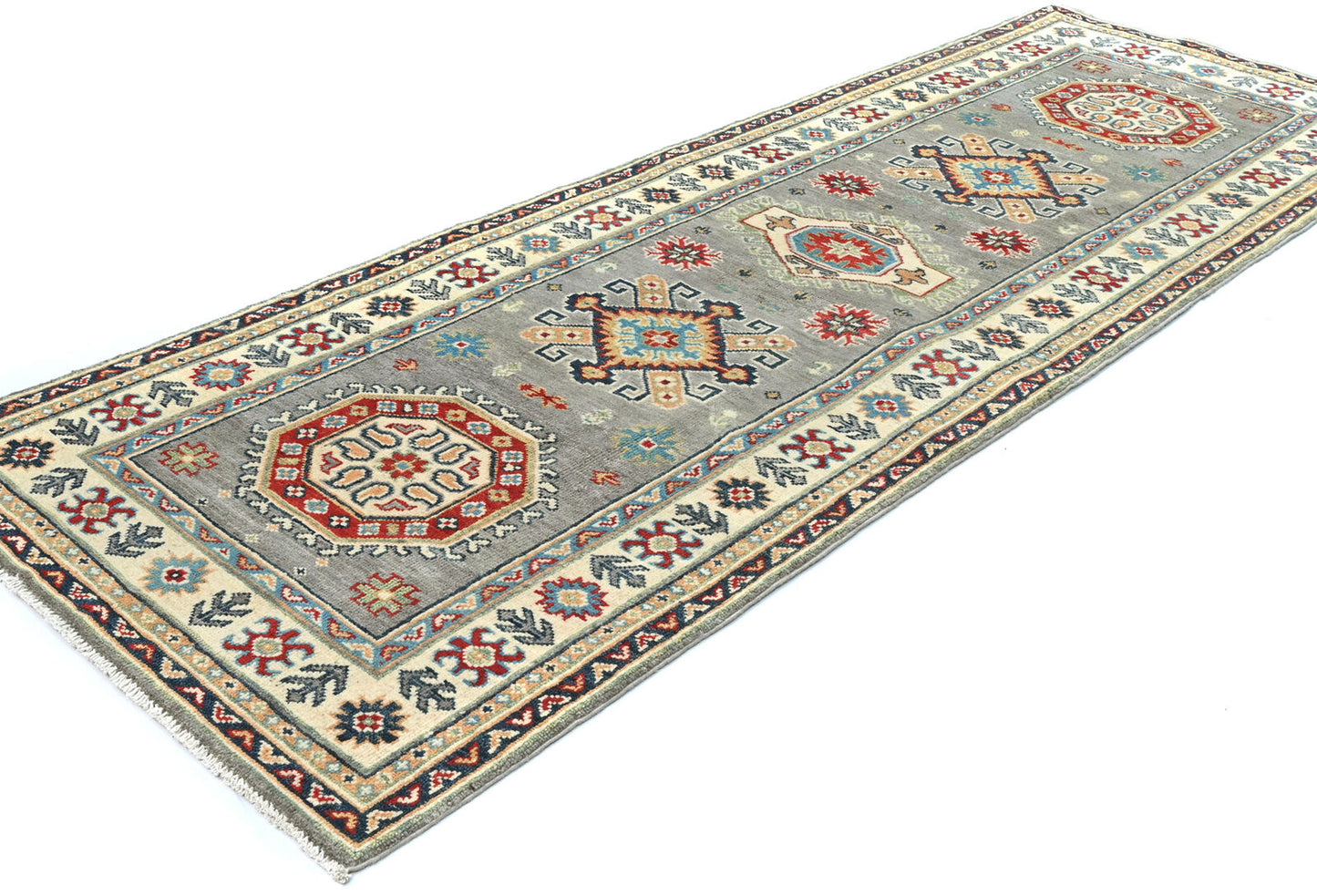 Geometric Tribal Kazak Runner Rug Oriental