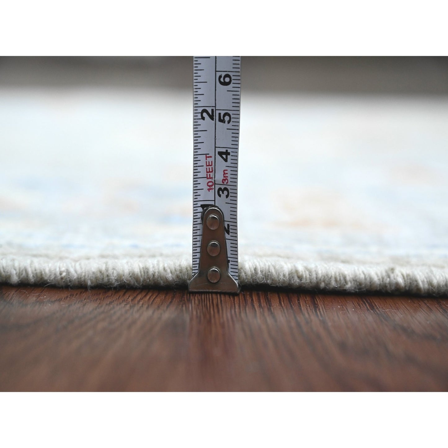 2'8"X11'8" Gray Angora Oushak Leaf Design Hand Knotted Wool Runner Rug