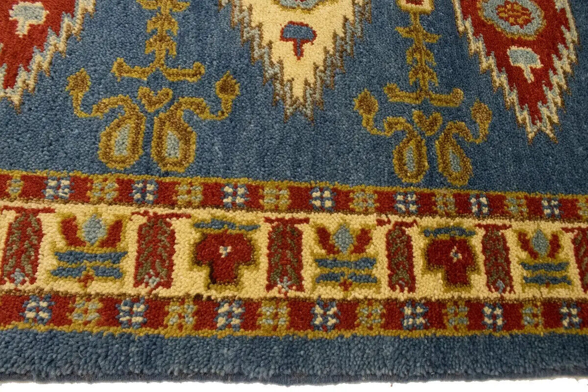 Vintage Style Geometric Kazak Runner Rug Oriental