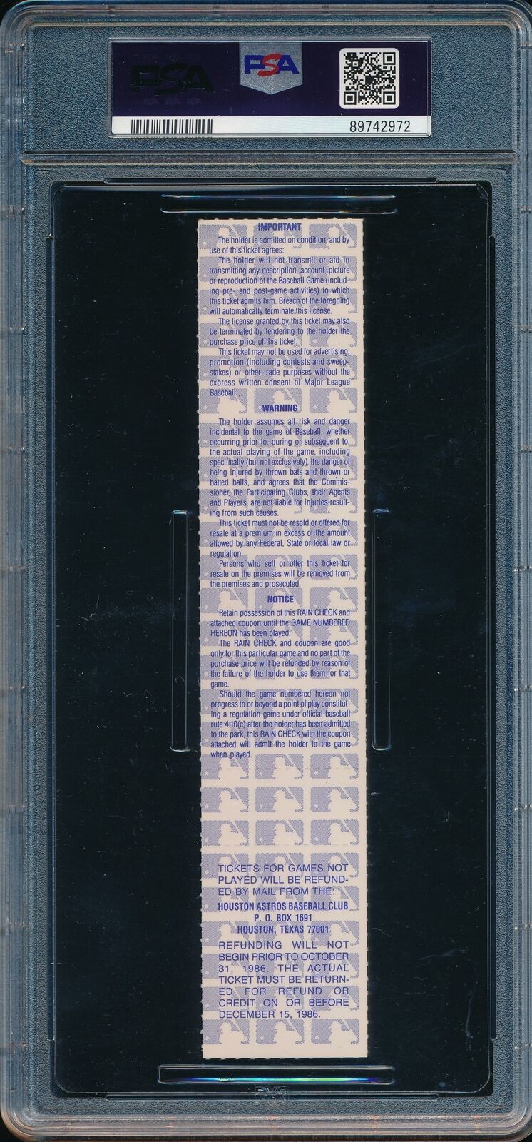 1986 Nlcs Game 6 Full Ticket Mets Vs. Astros 16