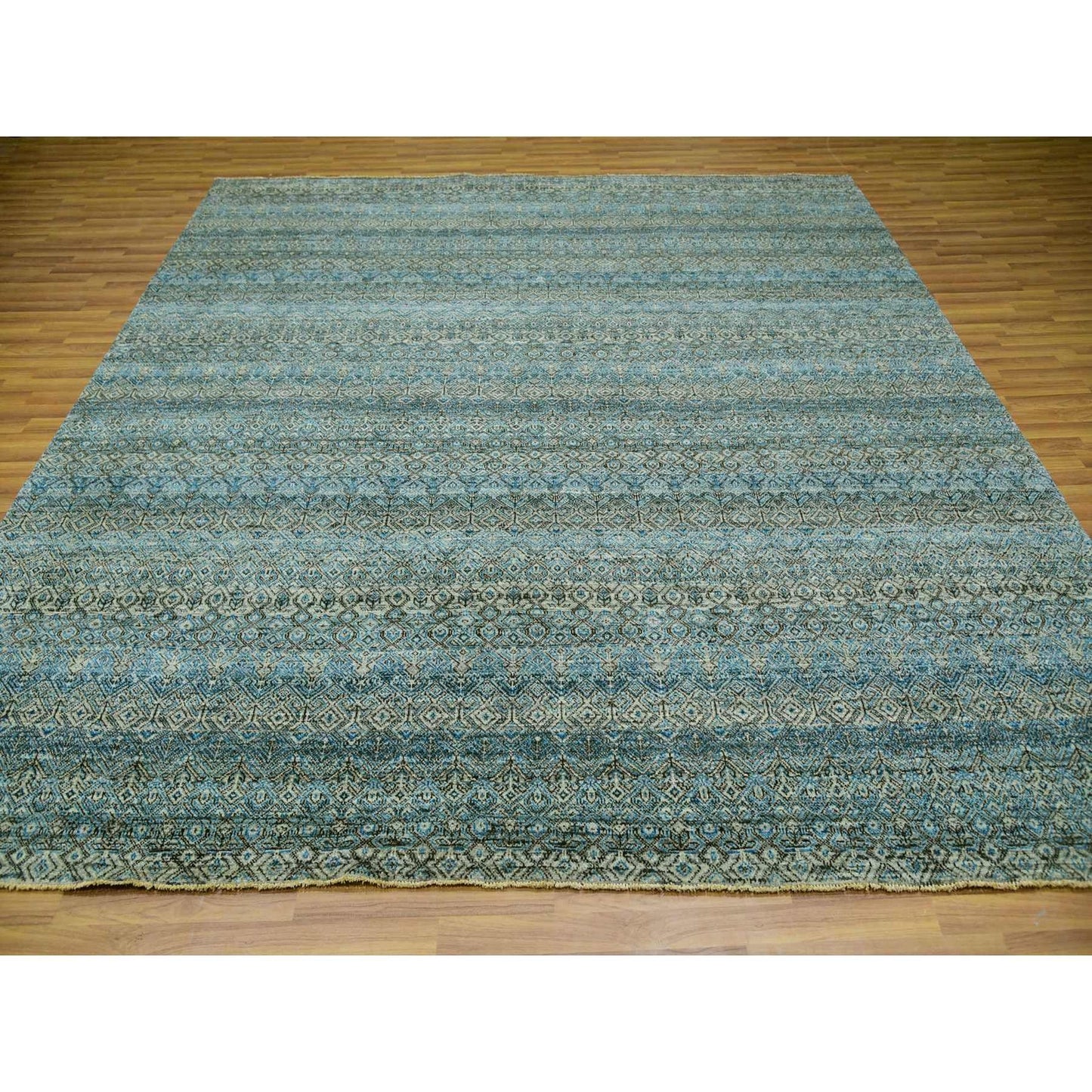 10'X10' Blue Kohinoor Herrita Plush Wool Hand Knotted Square Oriental Rug