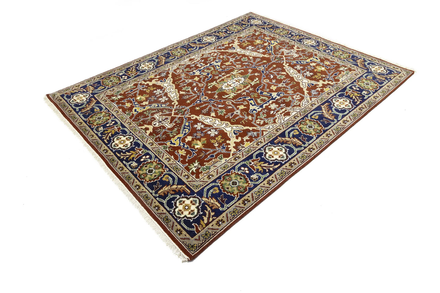 Rusty Red Oushak Chobi Oriental Rug Floral Living