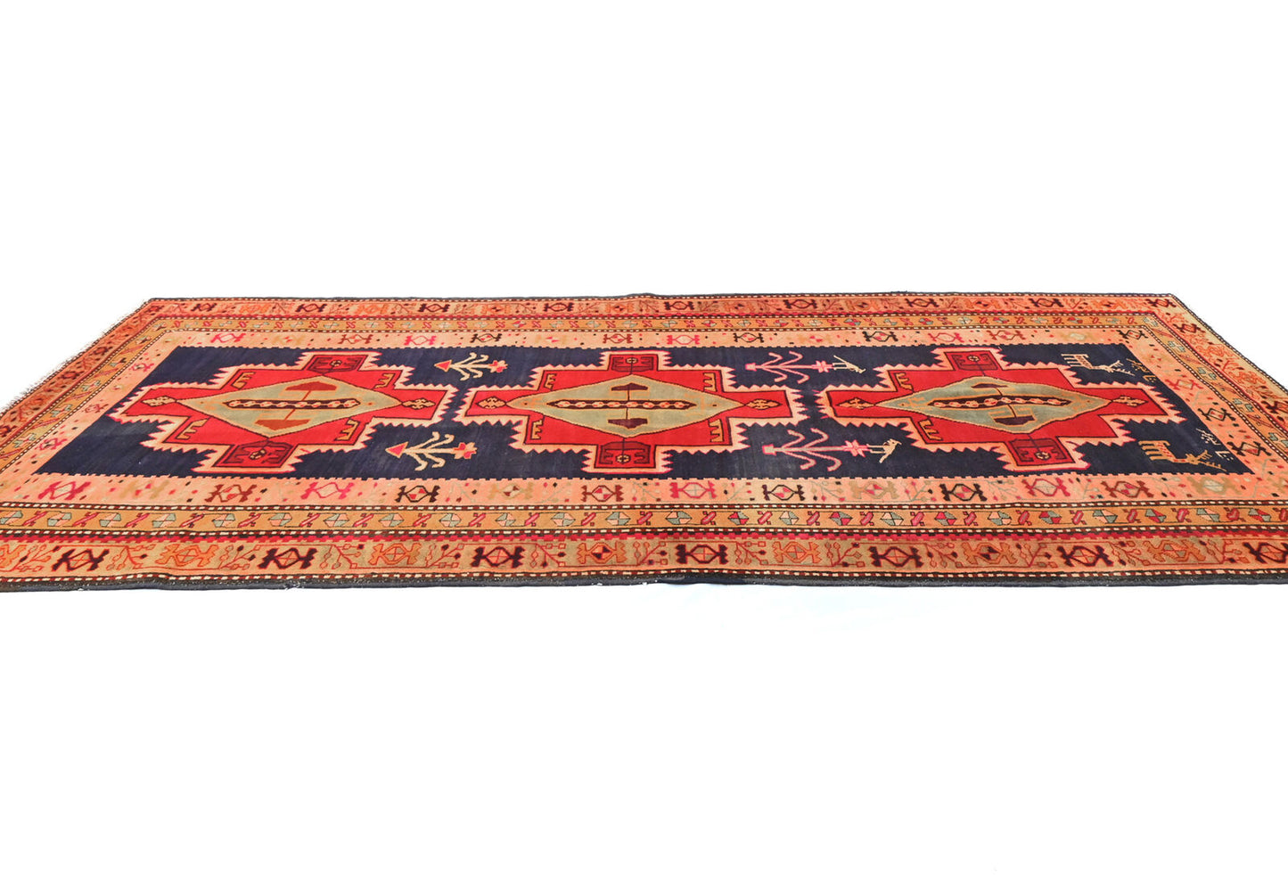 Handmade Vintage Oriental Runner Rug Tribal