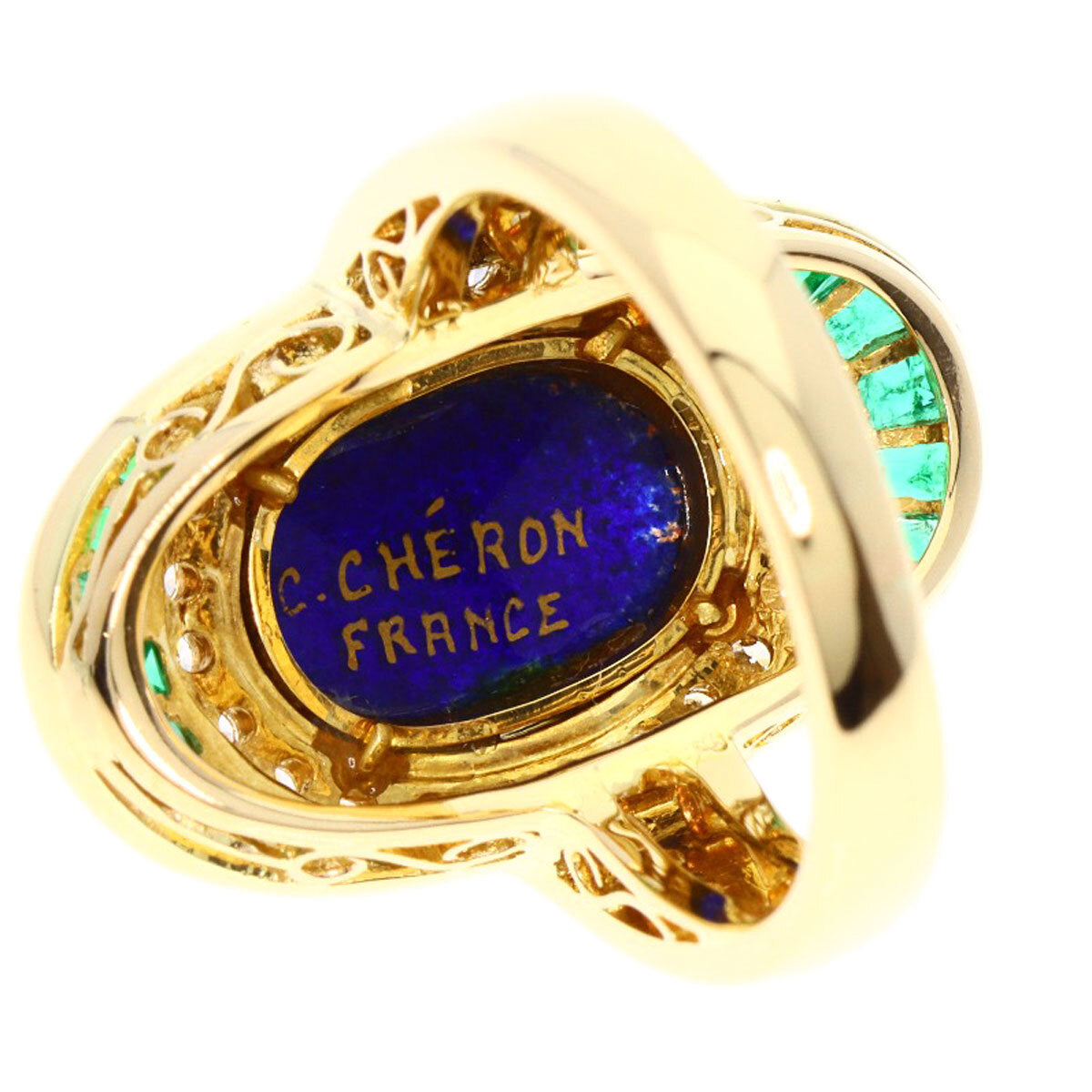 MITSUO KAJI Ring Emerald Diamond K18 Yellow Gold