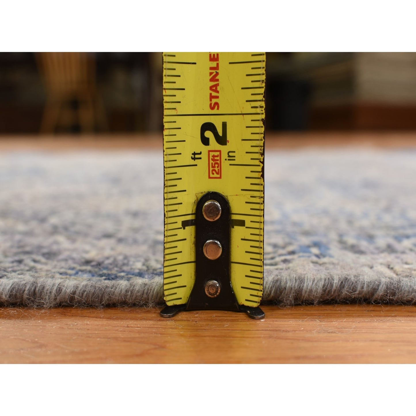 3'X5' Blue Erased Rosette Design Silk With Wool Hand Knotted Rug