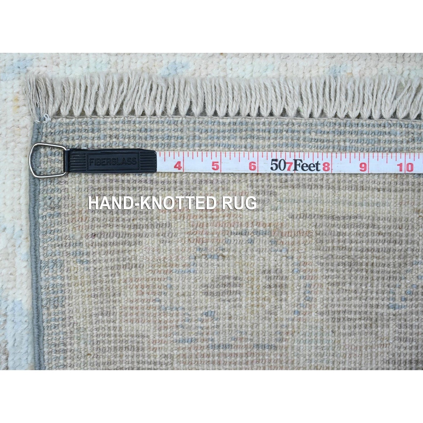 2'7"X15'3" Queen Blue Hand Knotted Angora Oushak Xl Runner Oriental Rug