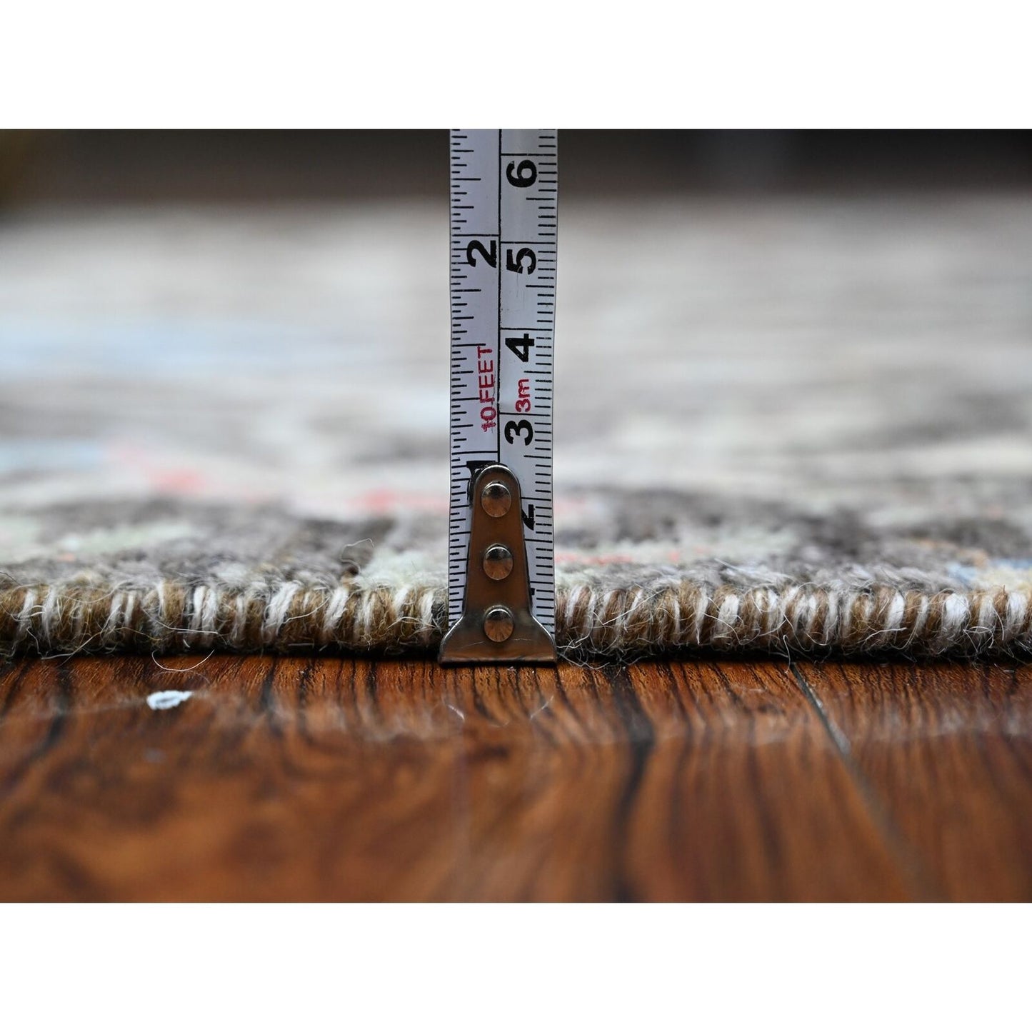4'X15'10" Gray Hand Knotted Wool Birds Paradise Peshawar Wide Runner Rug