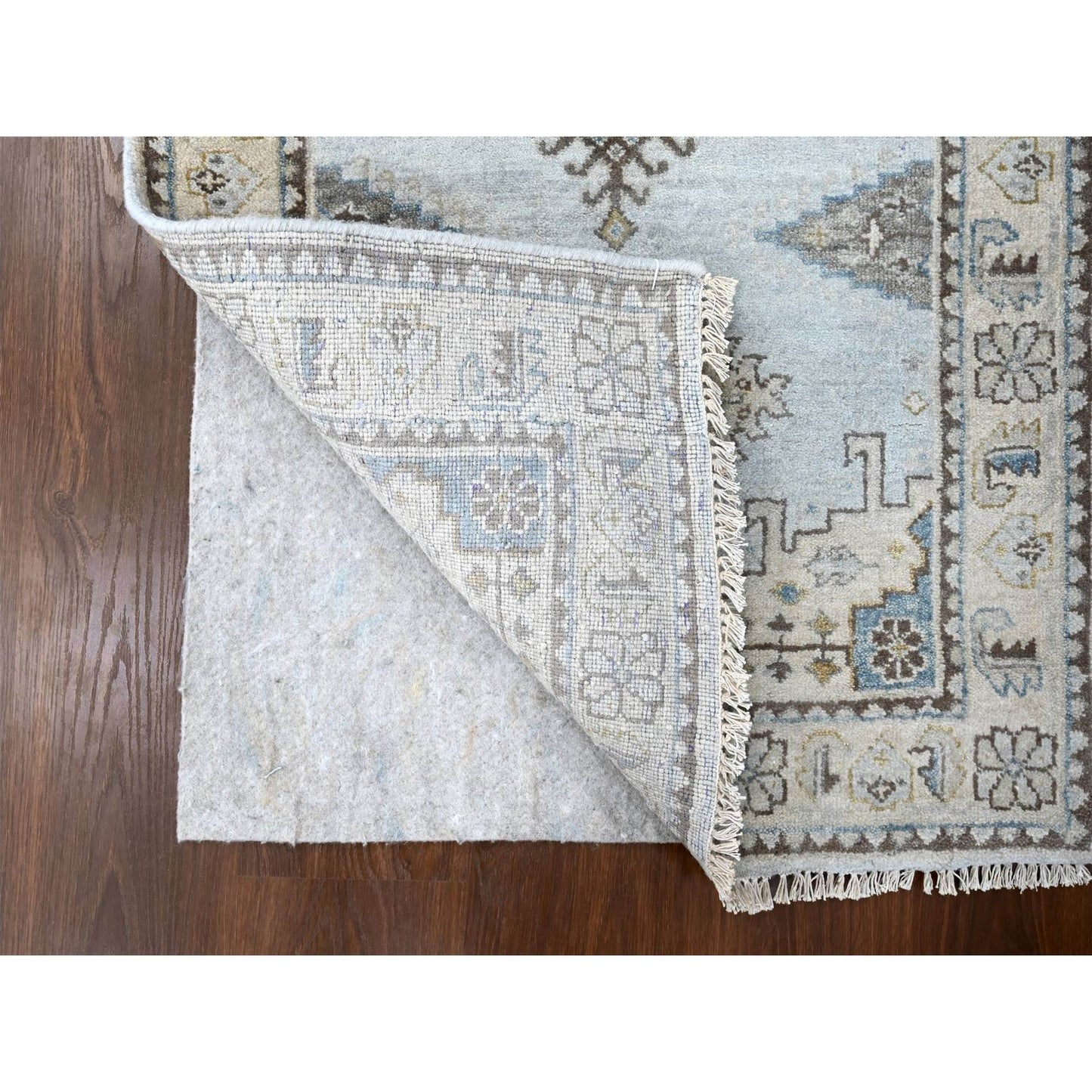 2'9"X21'9" Gray Zoroastrian Village Inspired Wool Hand Knotted Runner Rug