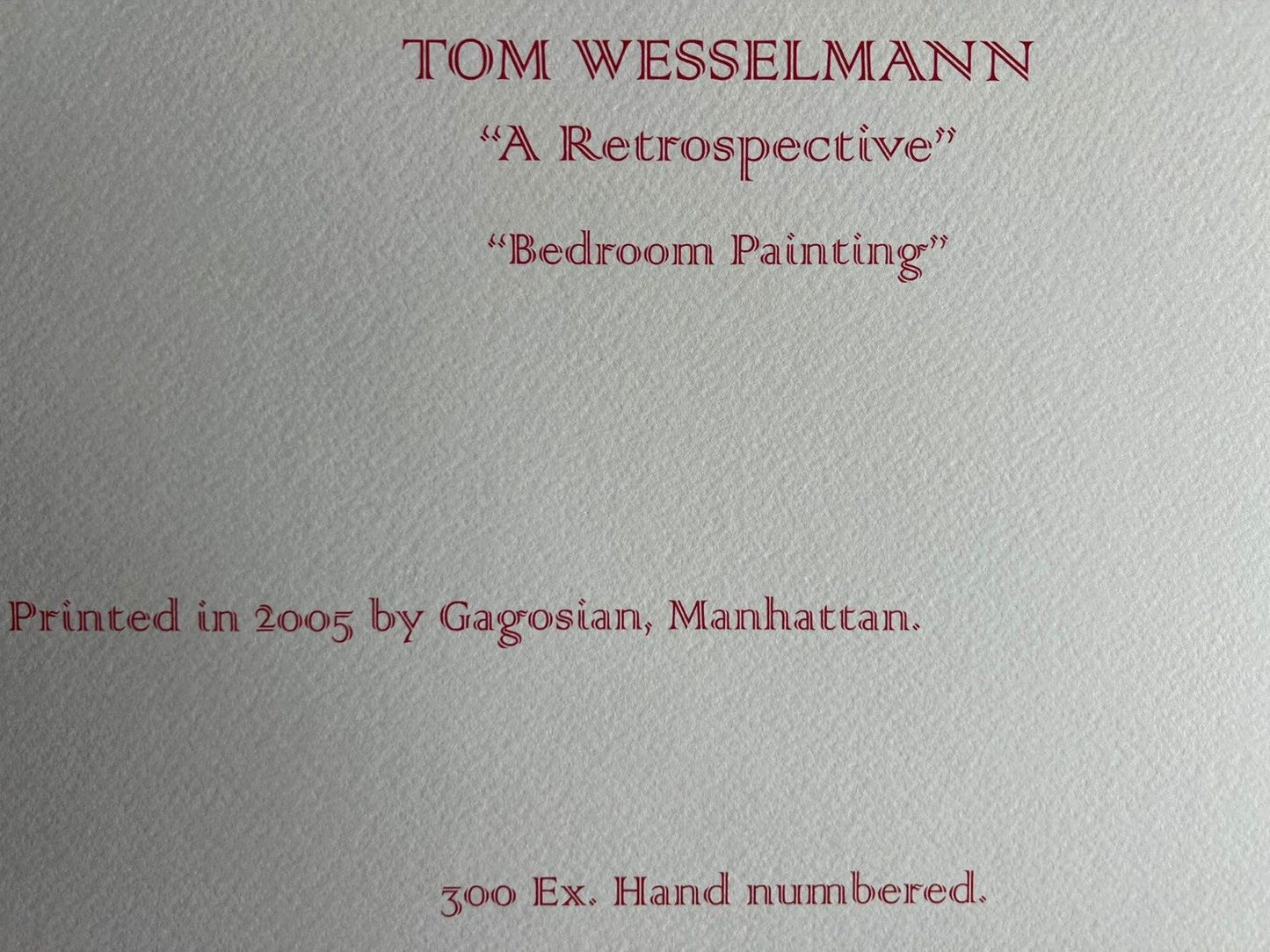 Tom Wesselmann Lithograph Coa Hand Numbered 300 Ex