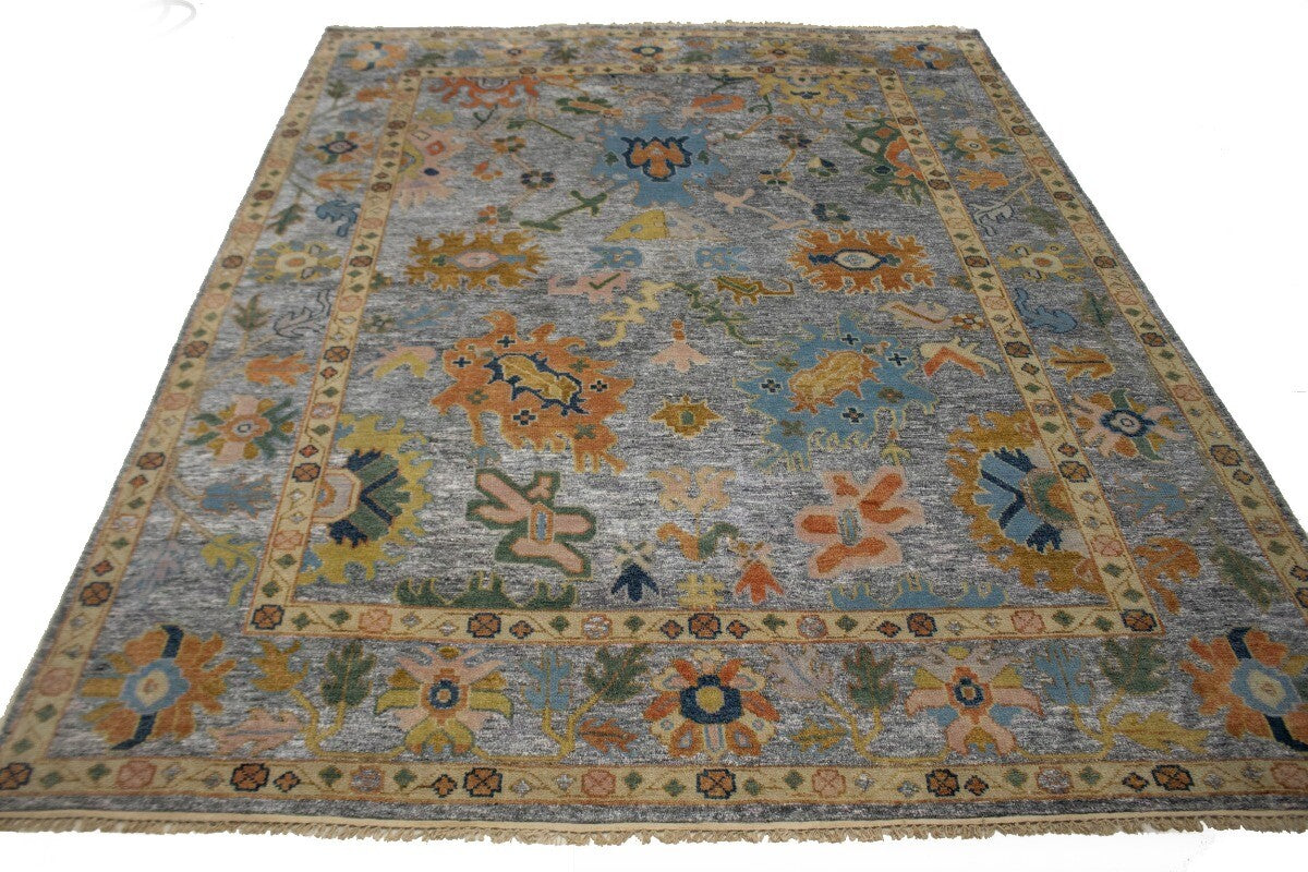Handmade Oushak Floral Style Rug Colorfast Wool