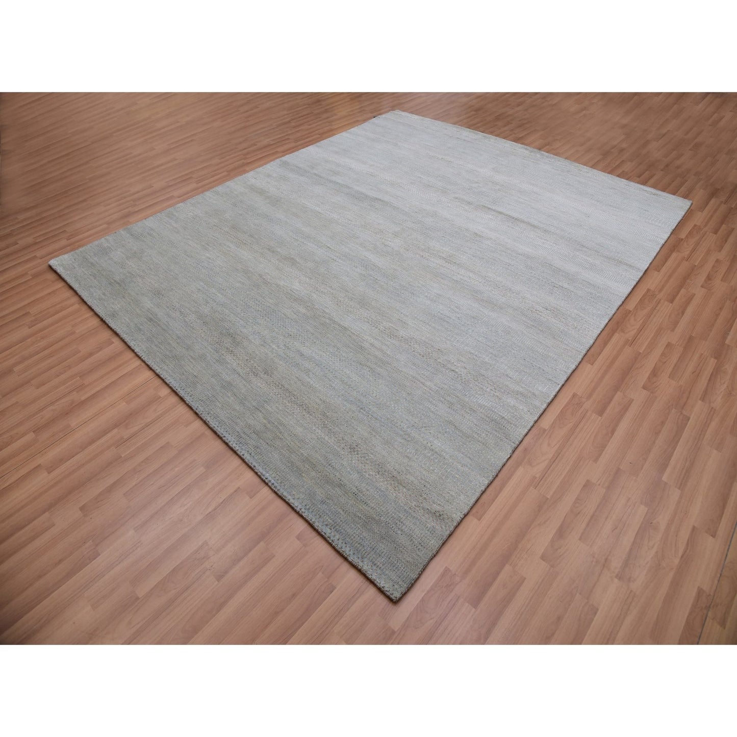 8'X10' Tempered Gray Grass Design Hand Knotted 100% Wool Oriental Rug