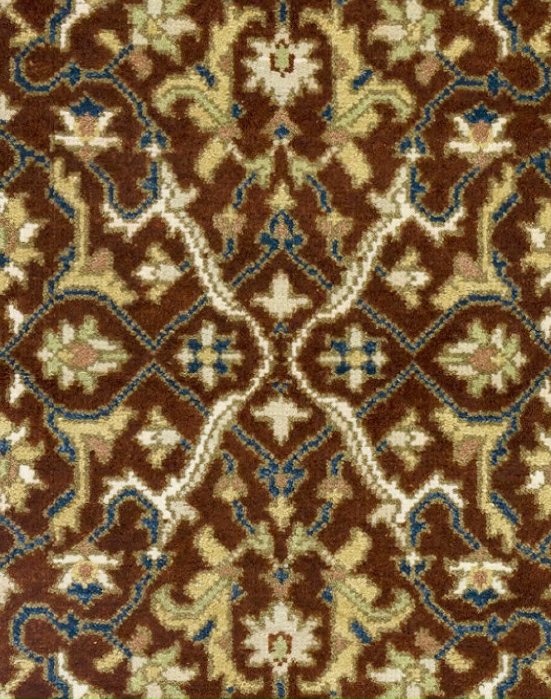 Handmade Rust Floral Chobi Rug Small Entryway