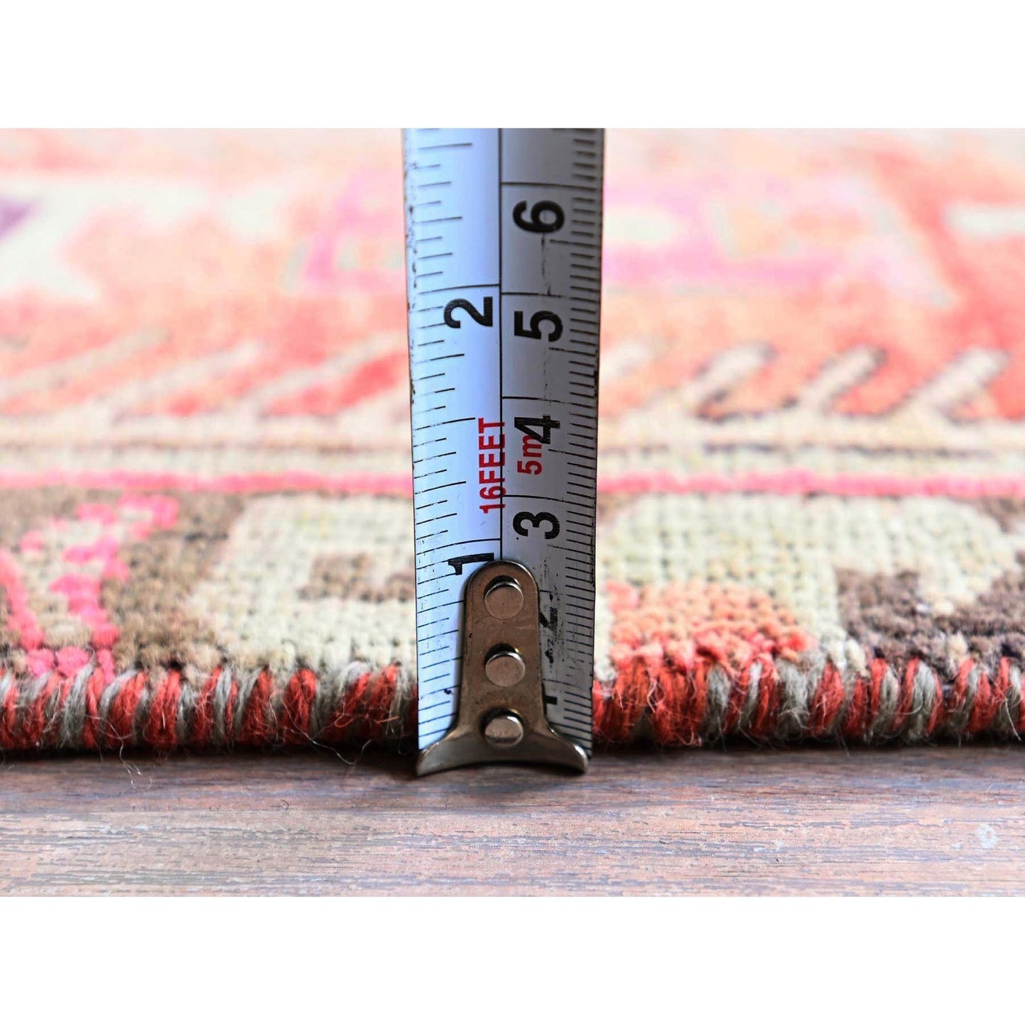2'7"X9'1" Peach Vintage Zoroastrianheris Hand Knotted Pure Wool Runner Rug