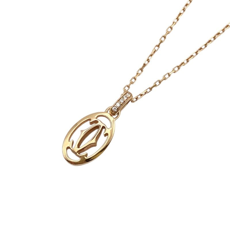 Cartier Logo Double Diamond Necklace 750Pg