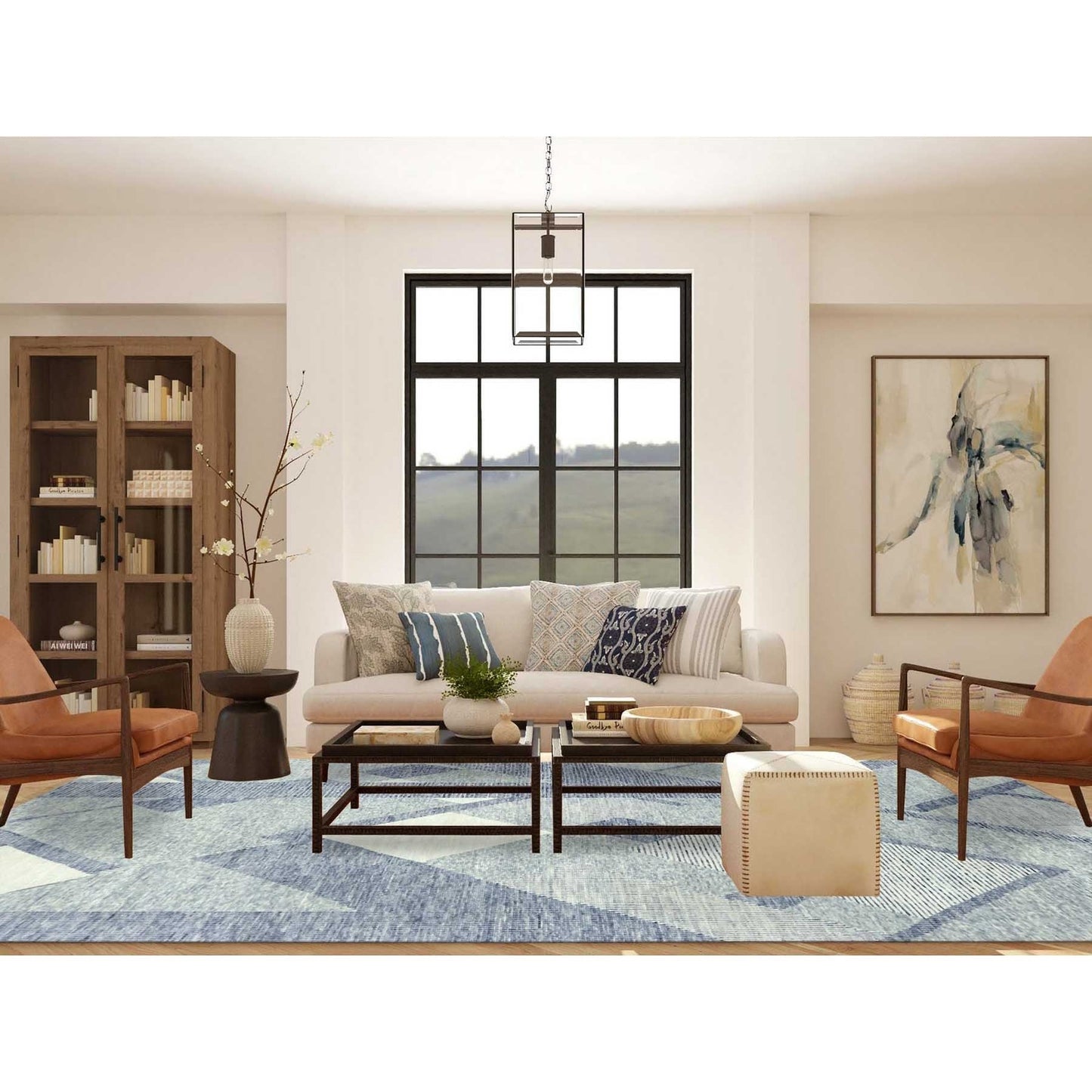 9'1"X12'1" Gray Wool Hand Knotted Geometric Art Deco Collection Rug