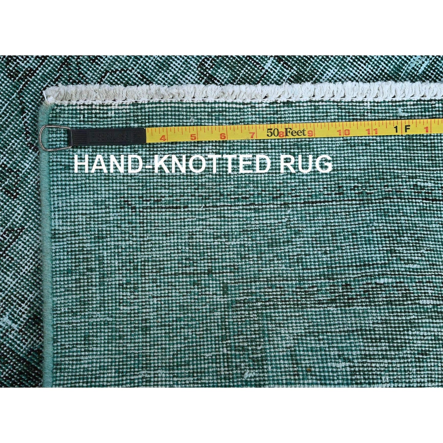 2'4"X10'2" Green Overdyed Vintage Zoroastrian Hand Knotted Wool Runner Rug