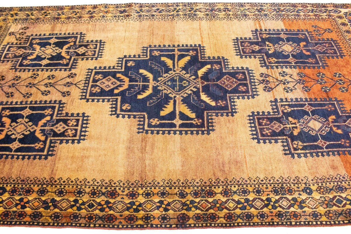 Semi-Antique Tribal Geometric Wide Runner Rug