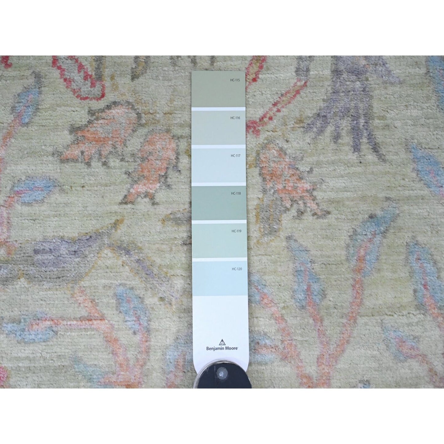 2'7"X9'8" Green Afghan Peshawar Birds Design Hand Knotted Wool Runner Rug