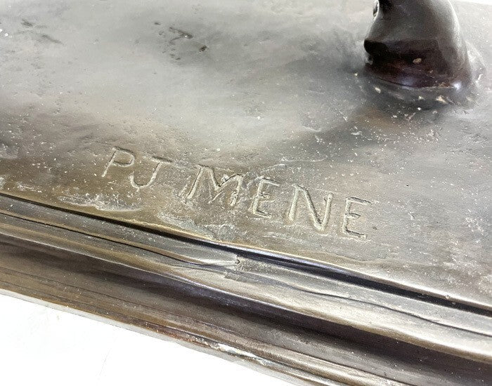 Pierre Jules Mene (France) 23In Bronze Sculpture Horse Racing Jockey Signed 19Th