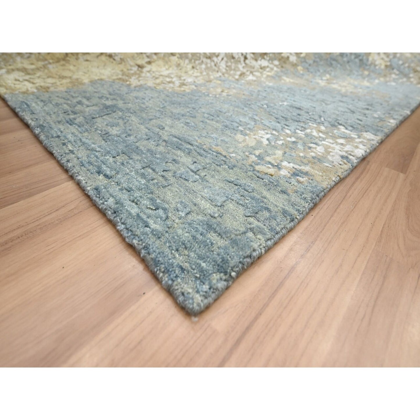 9'X11'10" Shades Of Brown Abstract Design 100% Wool Hand Knotted Rug