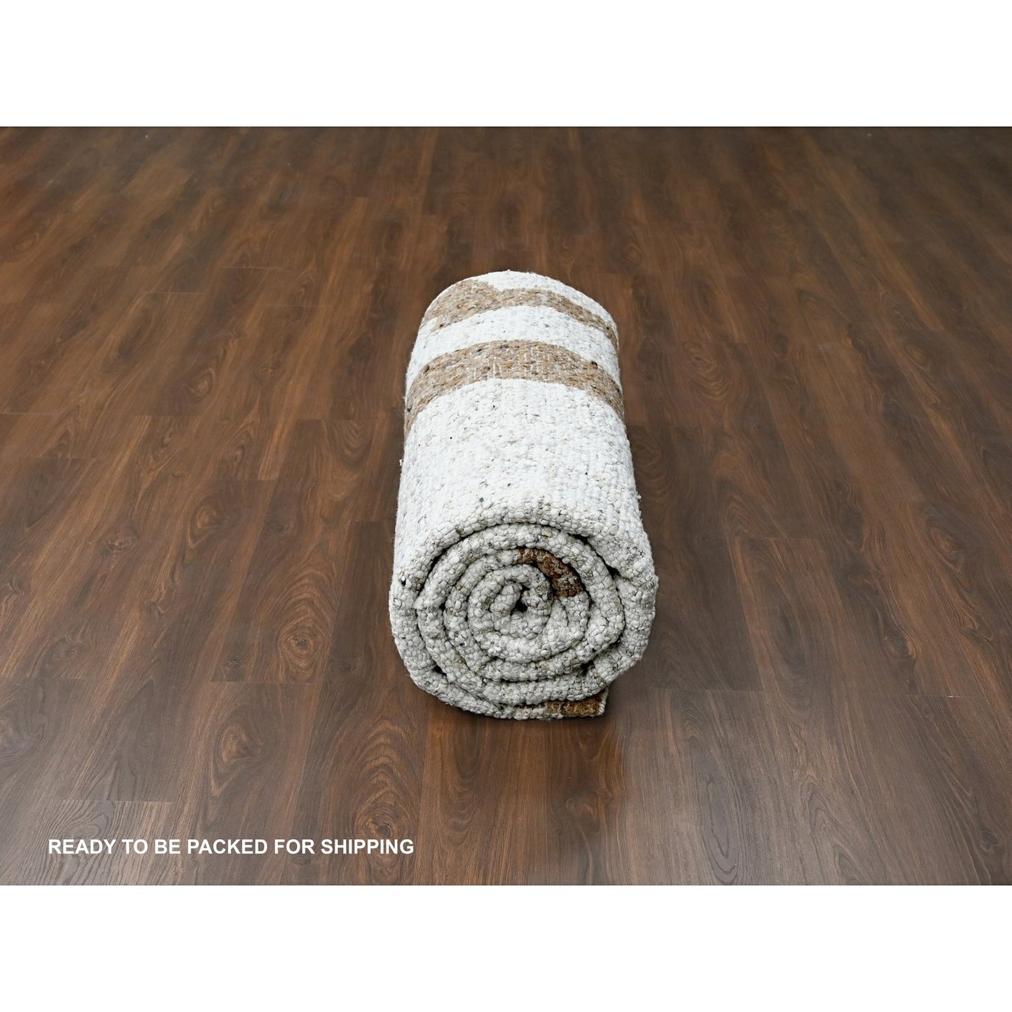 9'2"X11'9" Earth Tone Colors Minimalist Design Wool Hand Knotted Rug