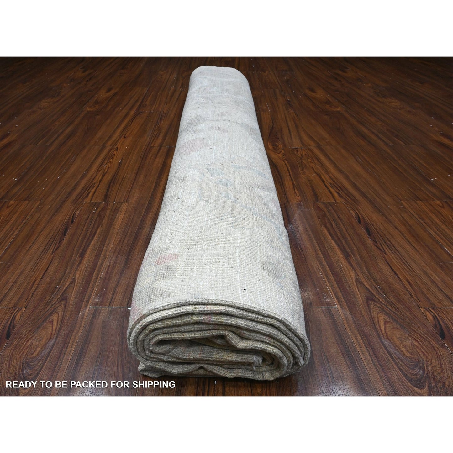 11'4"X15'5" Smoke White Wool Weft Afghan Angora Oushak Xl Oriental Rug