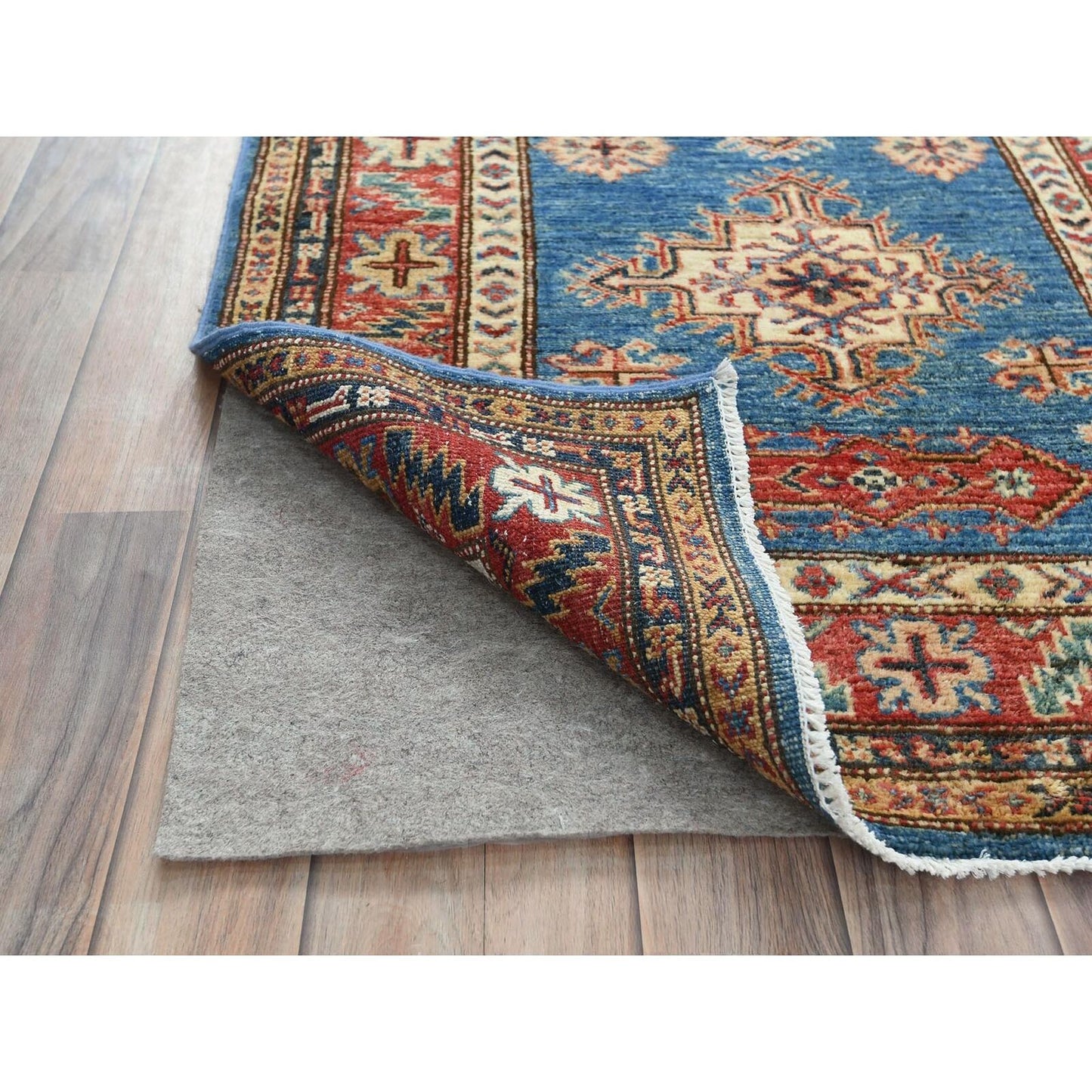 2'9"X40'6" Blue Afghan Super Kazak Wool Hand Knotted Xl Runner Rug