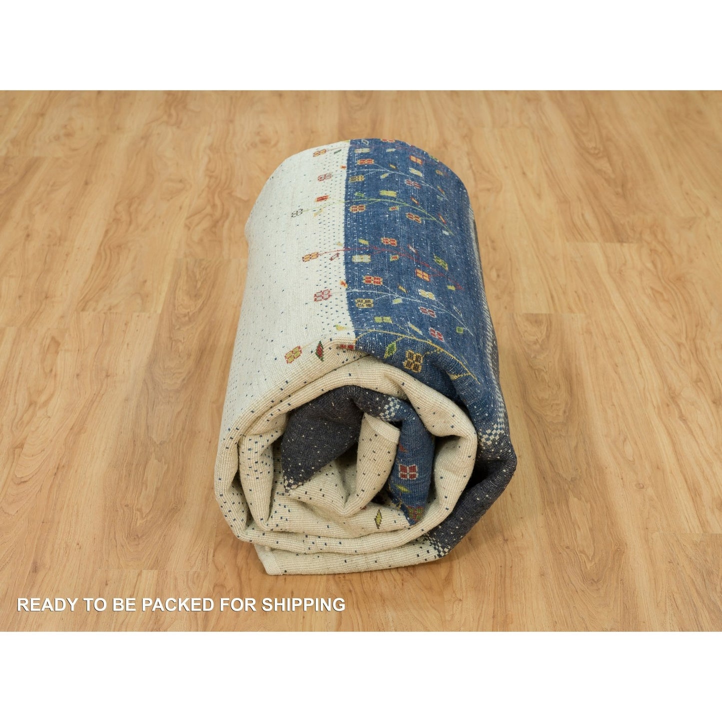9'X12'1" Toque White Gabbeh Tree All Wool Hand Knotted Oriental Rug