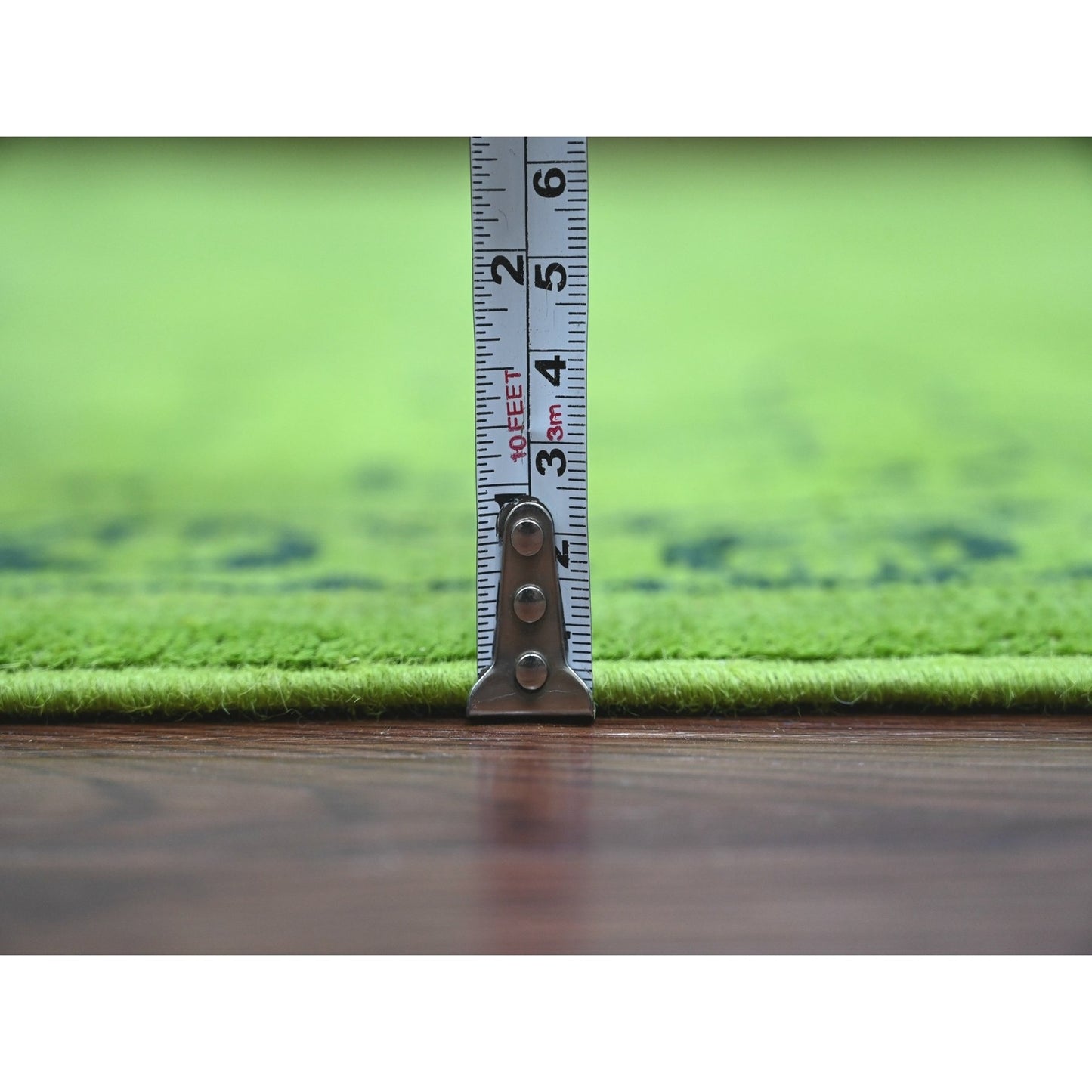 8'X9'6" Green Overdyed Kazak Geometric Pattern Hand Knotted 100% Wool Rug