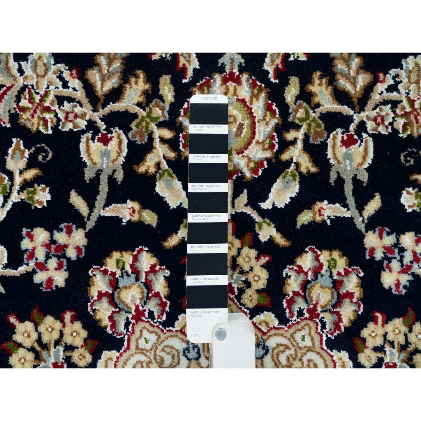 6'3"X6'3" Blue 250 Kpsi Natural Wool Hand Knotted Nain Design Square Rug