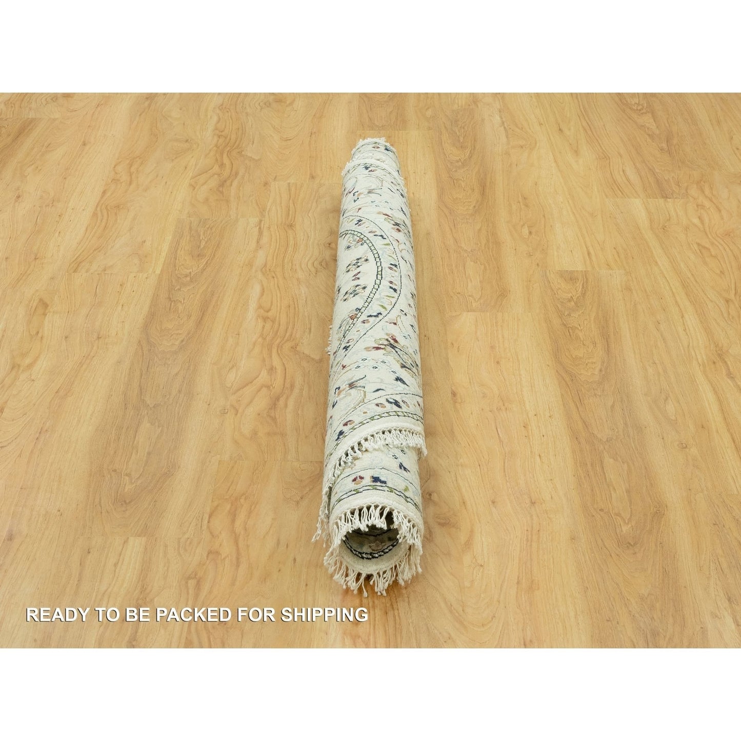 5'X5' Droplets White Hand Knotted Nain Center Medallion Floral Round Rug