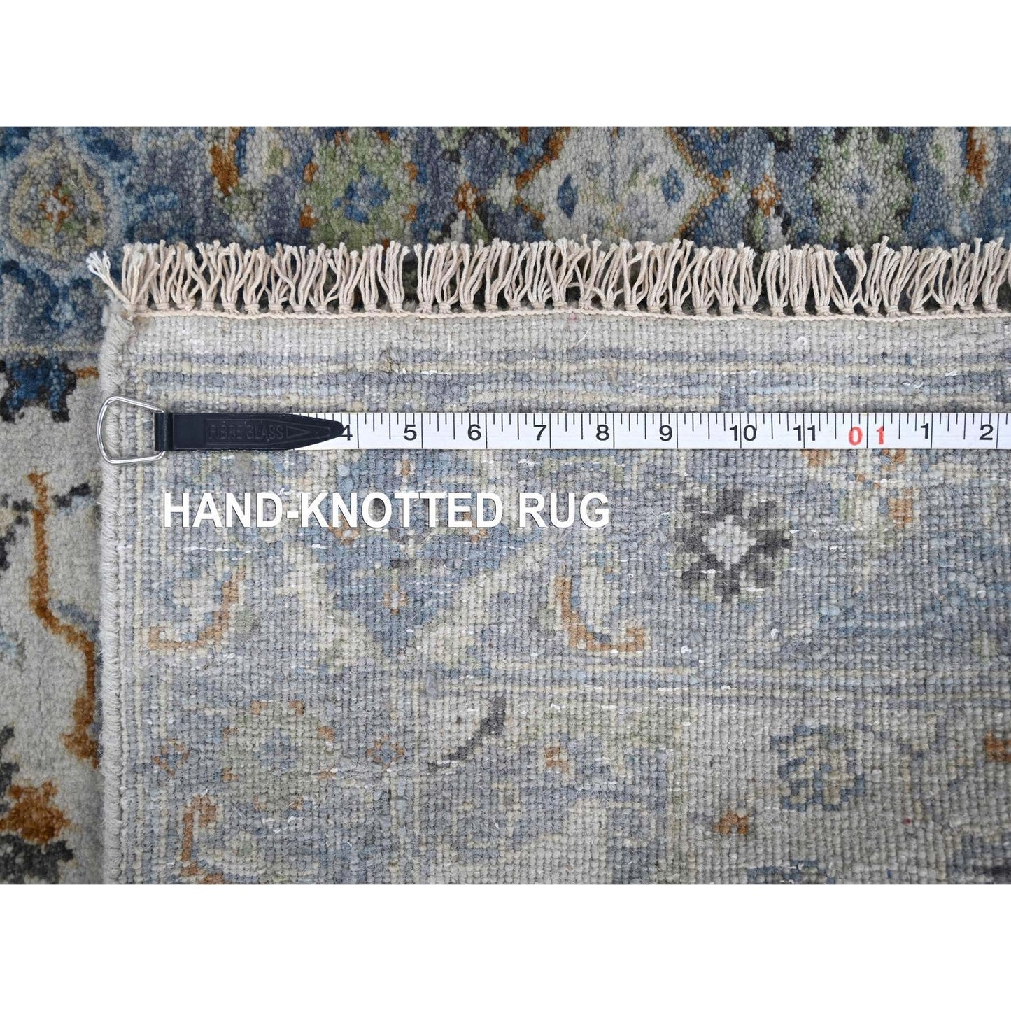 2'7"X9'10" Agate Gray Oushak Floral Motifs Wool Hand Knotted Runner Rug