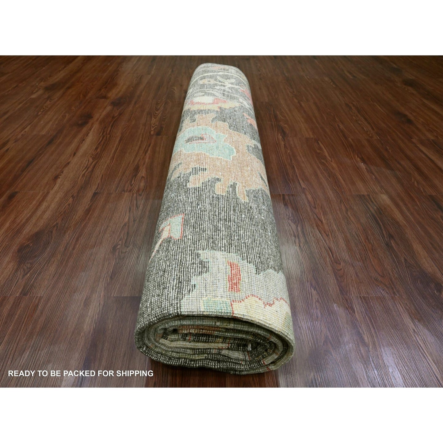10'X13'5" Brown Afghan Angora Oushak Leaf Design Hand Knotted Wool Rug