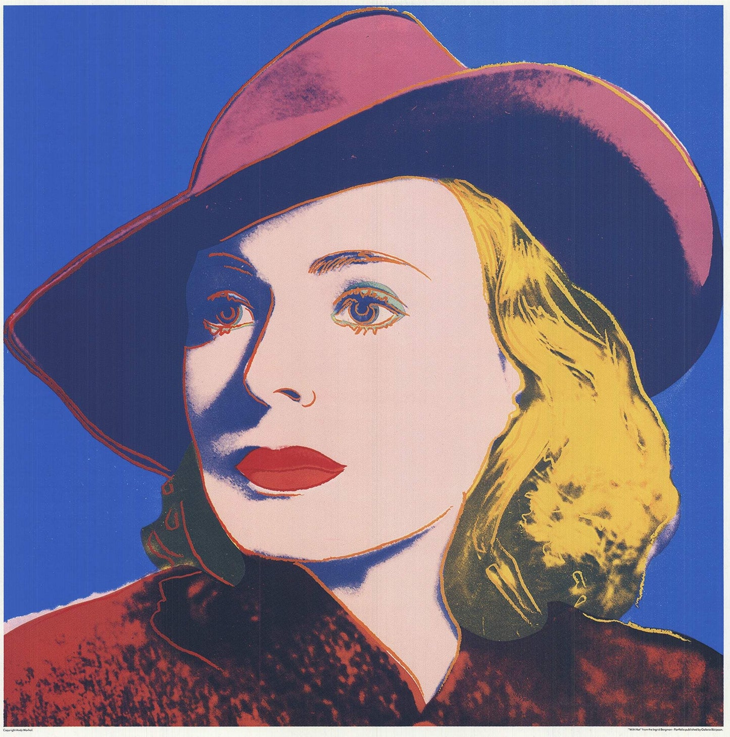 Andy Warhol Ingrid With Hat " Poster Pop Art Pink, Yellow, Blue