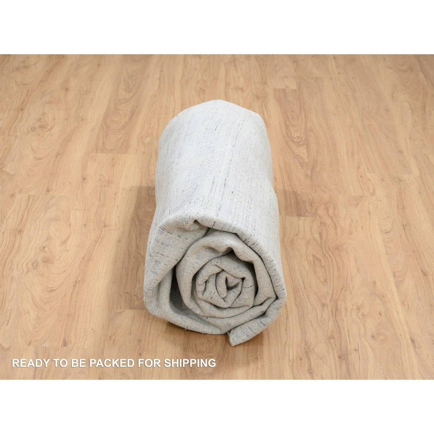 9'X9' Gray Jacquard Hand Loomed Wool And Plant Based Silk Round Rug