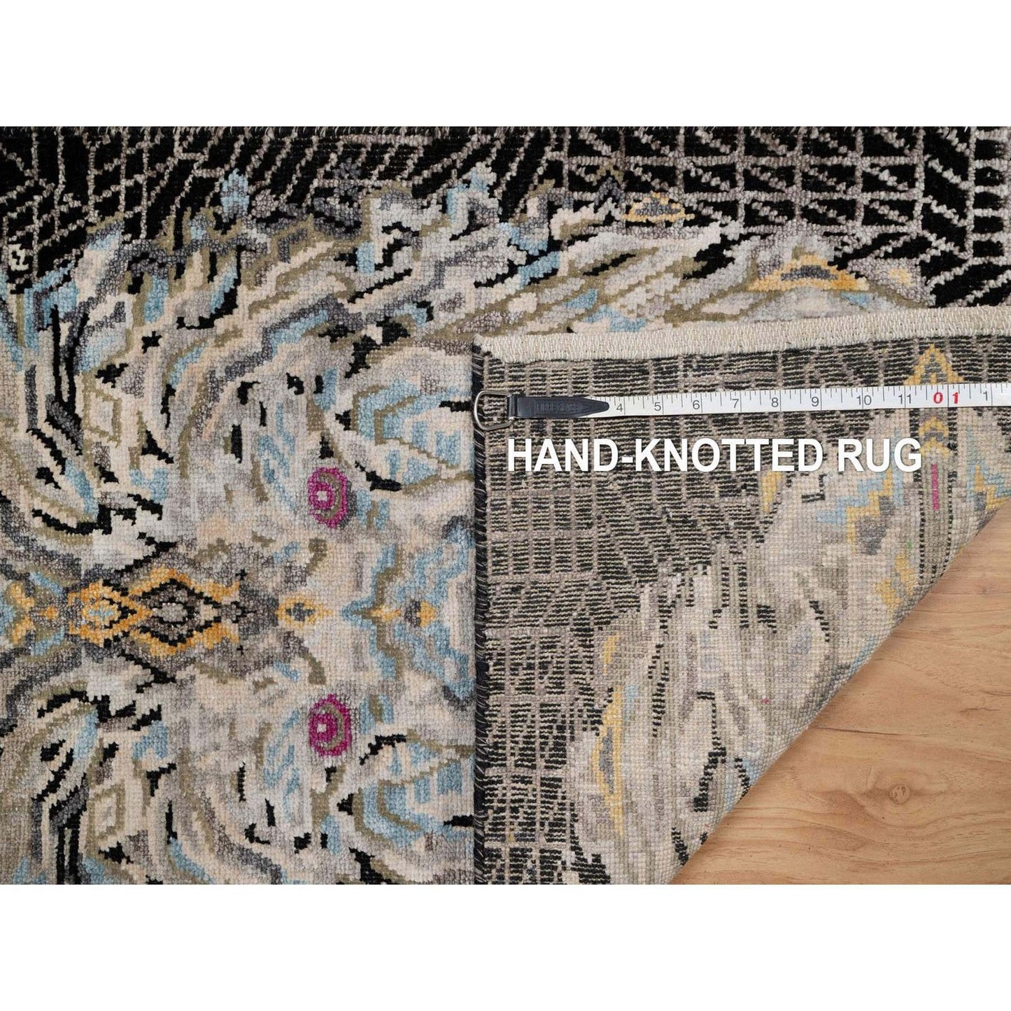 2'X3' Black The Maharaja Lion Novelty Mat Rug Wool And Silk Hand Knotted